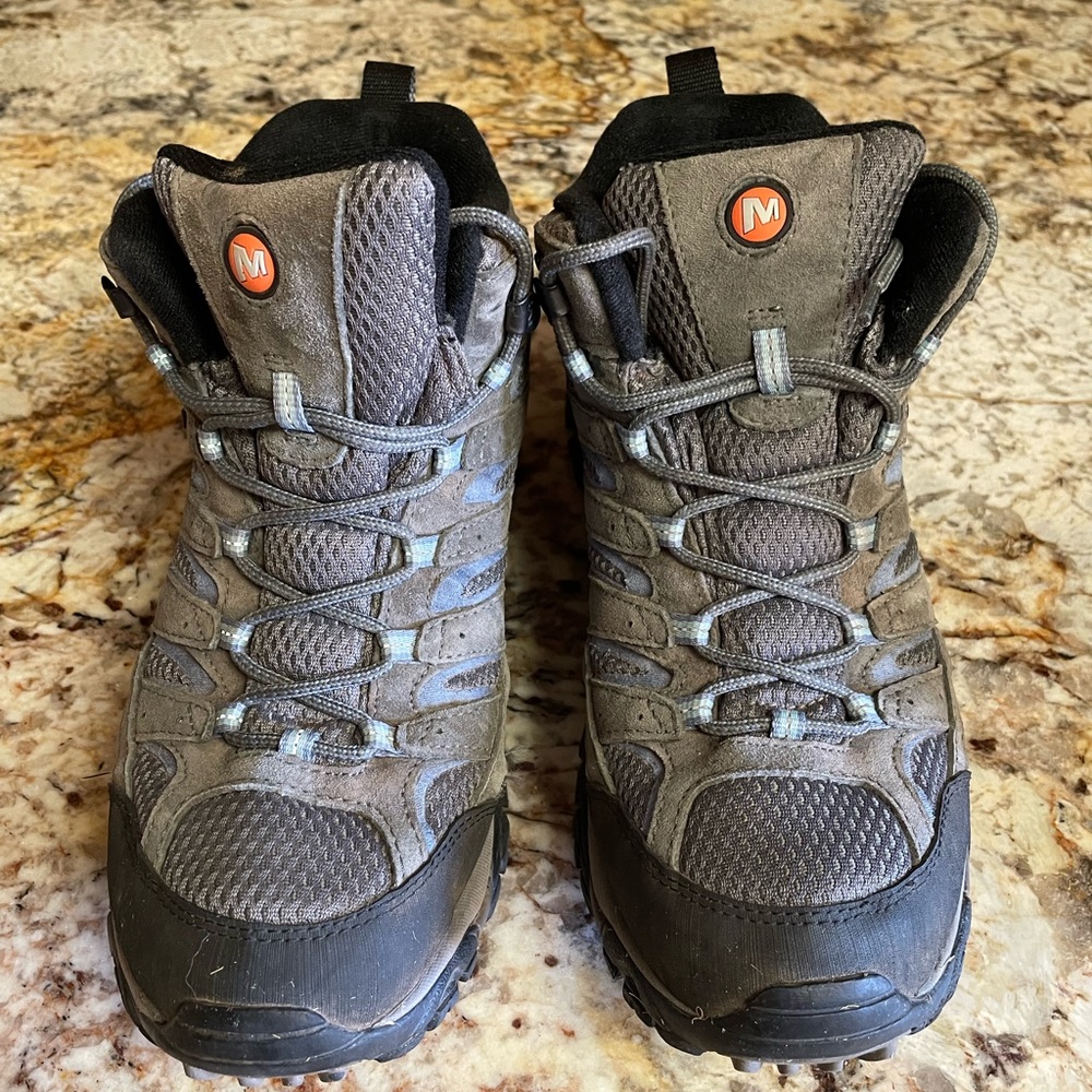 Merrell Gray and Black Hiking Boots with Orange Logo